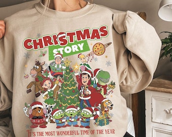 Retro Disney Pixar Toy Story & Friends Christmas Sweatshirt, It's The Most Wonderful Time Of The Year Christmas Shirt, Woody Buzz Lightyear