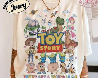 Camiseta vintage "Tienes un amigo en mí", camiseta de Toy Story, camiseta de Disney Pixar, camiseta de Woody y Buzz para fiesta de Toy Story, camiseta de colores cómodos