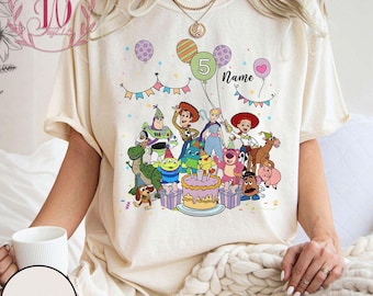 Personalized Name Age Pixar Toy Story Birthday Comfort Colors Shirt, Custom Disney Buzz Woody Jessie Birthday Gift, Personalized Age & Name