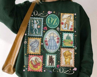 Vintage The Wonderful Wizard Post Stamps Sweatshirt, Yellow Brick Road Shirt, Off To See Wizard Tee, Wizard Movie Fan, Broomstick Magic Wand