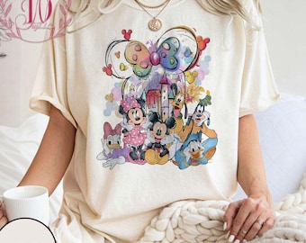 Disney Watercolor Castle Comfort Colors Shirt, Mickey and Friends Shirt, Magical Disney Castle Shirt, princess castle Family Shirt