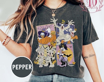Camisa vintage Disney de Halloween 2025 con colores cómodos, camisa de fiesta de Mickey no tan aterrador, camisa de fiesta de Halloween, camisa de temporada espeluznante