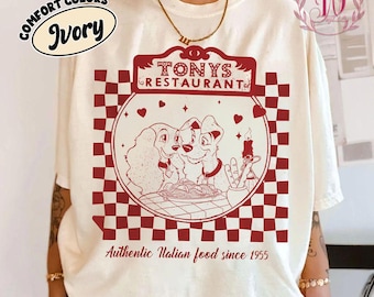 Vintage Lady and Tramp Tony's Restaurant Comfort Colors Shirt, Retro Disney Shirt, Disney Gifts Shirt, Magic Kingdom, Disney Dog Lovers