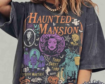 Comfort Colors® Retro The Haunted Mansion Shirt, Madam Leota Hitchhiking Ghosts Tee, Disney Spooky Season Tee, Halloween Gothic Family Trip