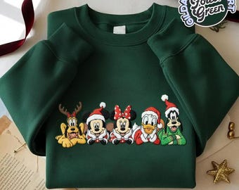 EMBROIDERED Mickey and Friend Christmas Sweatshirt, Disney Christmas Embroidered Shirt, Mickey Minnie Donald Goofy Pluto Xmas, Disney Xmas