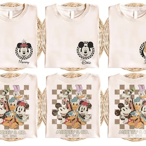 Vintage Mickey and Friends Checkered Comfort Colors Shirt, Custom Mickey And Friends Family Shirts, Disney Family Vacation Shirt