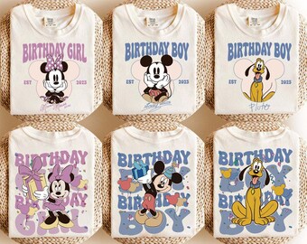 Custom Mickey And Friend Birthday Comfort Colors Shirt, Disney Birthday Shirt, Minnie Mouse Toddler Shirt, Personalized Birthday Gift