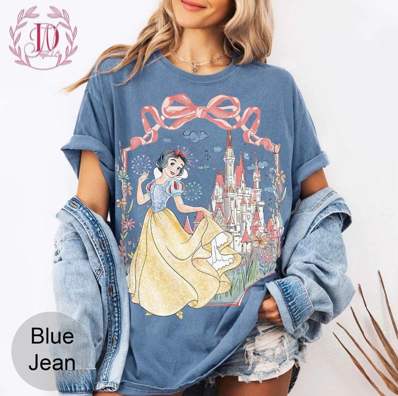 Vintage Coquette Bow Disney Princess Shirt, Belle Ariel Elsa Cinderella, Magic Kingdom Magical Castle Tee, Walt Disney Disney Girl Trip Tee image 6
