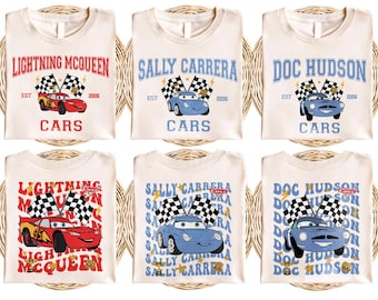 Disney Cars Comfort Colors Shirt, Disney Cars Characters Shirt, PixarMater Shirt, Pixar Lightning McQueen Birthday Shirt, Cars Sally Shirt