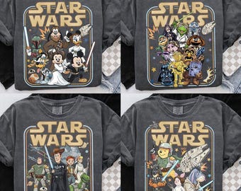 Vintage Disney Star Wars Galaxy's Edge May The Force Be With You Shirt, Mickey & Friends Toy Story Winnie The Pooh Muppet Cosplay Star Wars