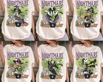 Camiseta retro de Halloween de Disney con colores cómodos de Pesadilla en Main Street, camiseta de fiesta de Halloween de Mickey no tan aterrador, camiseta de Halloween de Disneyland