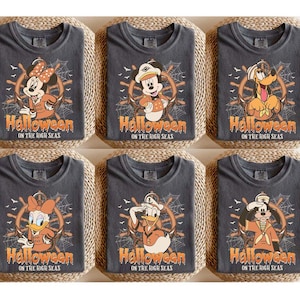 Retro Mickey and Friends Cruise Halloween Comfort Colors Shirt, Disney Halloween On The High Seas Shirt, Halloween Family Trip 2025 Shirt