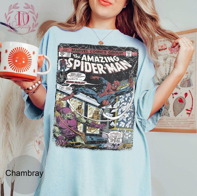 Retro Marvel The Amazing Spider-Man Retro Comics Book Cover Vintage Shirt, MCU Fans Marvel Studios Disneyland Family Vacation Holiday Gift image 6