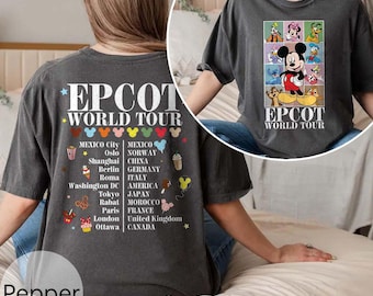 Vintage Disney Epcot World Tour Comfort Colors Shirt, Drink Around The World Shirt, Mickey Eras Tour Shirt, Disney Family Matching Tee