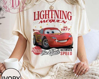 Camisa retrô Lightning McQueen Comfort Colors - Camiseta Radiator Springs