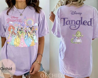 Retro benutzerdefinierte Disney Prinzessin alle Charaktere Shirt, Disneyland Prinzessin Shirt, Disney Girly Trip Shirt, Rapunzel, Belle, Cinderella, Tiana