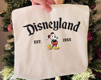 Geborduurd Mickey Mouse kersttrui, Disney kerst geborduurd sweatshirt, Disney Christmas Matching, gezellige geborduurde muistop