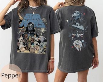 Retro Star Wars Comfort Colors Shirt, Space Ship Death Star Tee, May The Force Be With You, Galaxy's Edge Darth Vader, Disney World Outfits