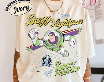 Camiseta vintage de Disney Pixar Toy Story, Buzz Lightyear: Al Infinito y más allá, colores cómodos, Disneyland, Magic Kingdom