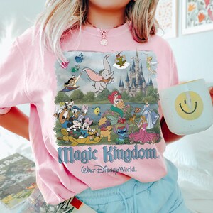 Retro 90s Walt Disney World Comfort Colors Shirt, Mickey And Friends Magic Kingdom Tee, Disney Family Vacation Trip 2026 Shirt image 3
