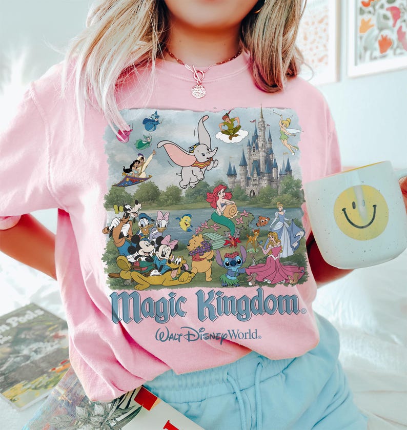 Retro 90s Walt Disney World Comfort Colors Shirt, Mickey And Friends Magic Kingdom Tee, Disney Family Vacation Trip 2026 Shirt image 3