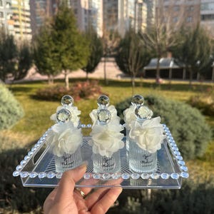 Custom Cologne Bottle with Elegant Floral Design, Personalized Wedding Favor, Luxury Event Gift, Unique Party Keepsake, Glass Perfume