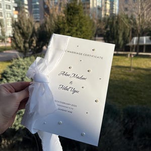 Certificado de matrimonio islámico hecho a mano, elegante documento Nikah con nombres y fecha personalizados, recuerdo de matrimonio musulmán, regalo de boda único