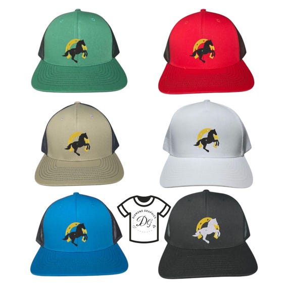 Black Mesh Trucker Hat – Embroidered Horse & Horseshoe Logo  display picture 3