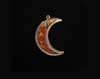 Cosmic Copper - Crescent Moon Resin Charm Necklace