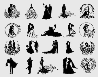 Hochzeitspaar SVG Bundle, Braut und Bräutigam Schnittdateien (Digitaler Download)