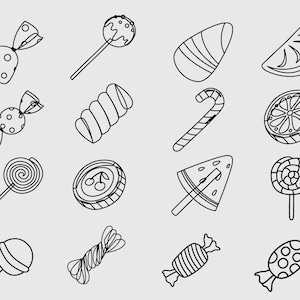 Candy SVG Bundle,Outline,DXF,Cut File,PNG,Halloween Treats,Lollipop,Dessert,Sweets,Jelly Bean,Gummy Bear,Cricut,Cute,