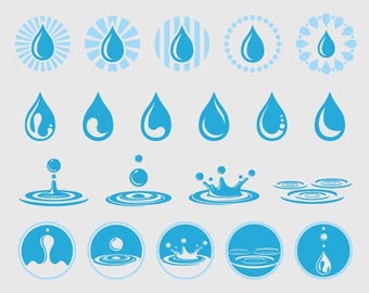 Wassertropfen SVG-Bundle, Splash Drip Icon Schnittdateien (Digitaler Download)