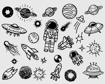 Space SVG Bundle: Galaxy, Planets, Astronaut (Cut Files)