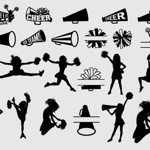 Cheerleader Svg Bundle, Cheerleader Clipart, Cheerleading Svg, Cheerleader Cut Files for Cricut, Cheerleader Silhouette, Cheer Svg,Png,Dxf