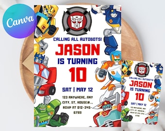 "Transformers Geburtstagseinladung - ""Rescue Bots Party"" , bearbeitbar (Instant Download)"