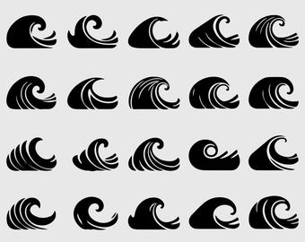 Wave SVG バンドル、Ocean Cut ファイル (デジタル ダウンロード)