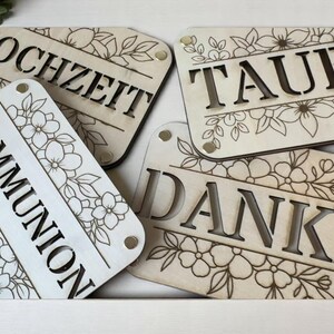 Geldgeschenk aus Holz – Hochzeit, Taufe, Kommunion, Danke – Florales Design – Geldverpackung mit Gravur – Geschenk zur Feier