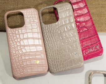 Leather Case with Card Slots iPhone 16 15 14 13 12 11 Pro Max Case, Custom Embossed Leather Case iPhone,Phone case Initials Engraving
