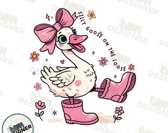 Rosa kokette Gans PNG, Mama Gans Png, Frühlingsblumengans-Hemd Png, Girly T-Shirt Design, kokette Schleife, Mädchen-Gans Png, lustige Tier Clipart