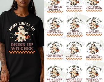 Most Likely To Halloween PNG SVG Bundle, Matching Family Ghost Shirt PNG, Funny Halloween Party Design, Retro Halloween Costume Png