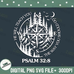 Dios guía a los cristianos PNG SVG, diseño de versículos bíblicos de moda para hombres, sublimación de la fe de Jesús, camiseta de grupo juvenil cristiano PNG, Dios guía PNG imagen 2