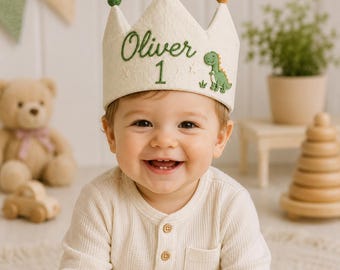 Custom Name Birthday Crown, Personalized Embroidered Baby Boy Crown, Rocket Theme Party Hat, First Birthday Gift for Toddler