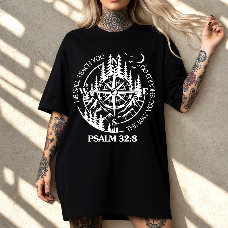 Dios guía a los cristianos PNG SVG, diseño de versículos bíblicos de moda para hombres, sublimación de la fe de Jesús, camiseta de grupo juvenil cristiano PNG, Dios guía PNG imagen 4
