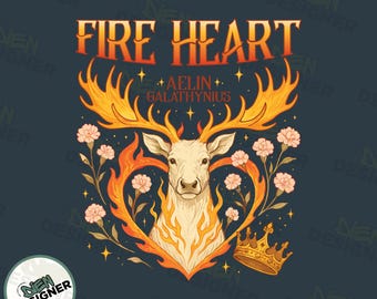 Throne of Glass PNG, Fireheart Aelin Galathynius Fan Art PNG, Rowan Cadre Fantasy Png, SJM Fae Warrior Design, Bookish Sublimation Png