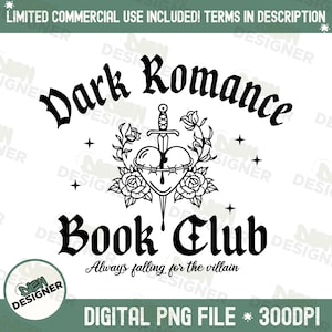 Dark Romance Book Club PNG, Spicy Book Lover Art, Smut Reader Aesthetic, Dark Academia Clipart, Booktok Merch Design,Fantasy Romance Digital