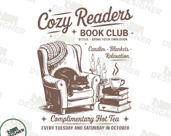 Club de lectura de otoño para chicas acogedoras PNG SVG, Sublimación de lector de otoño espeluznante PNG, Diseño de otoño literario de moda, Camiseta linda de la Sociedad de Lectura PNG