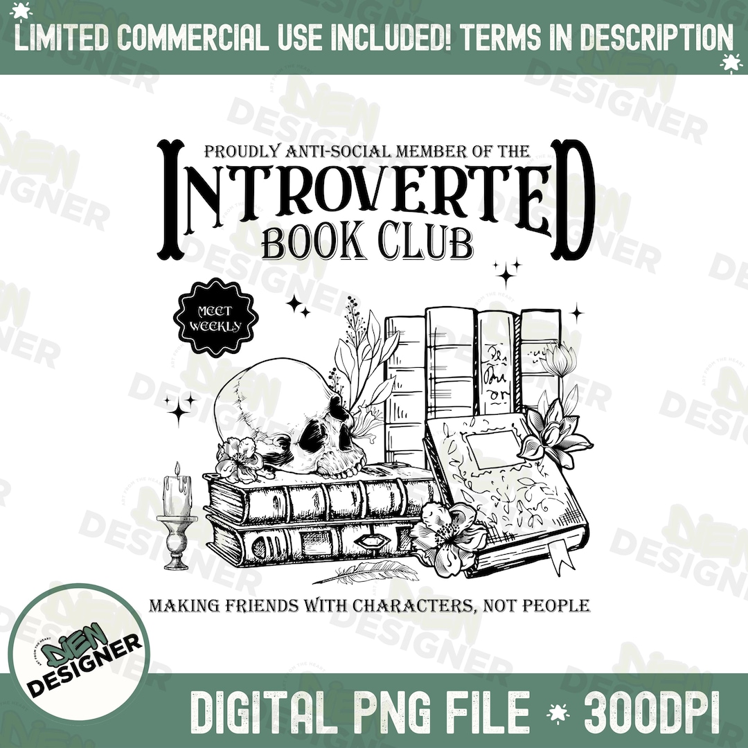 Introverted People R Rene Book Introverted Book Club PNG, Romance Reader, Book Lover Digital Art ...