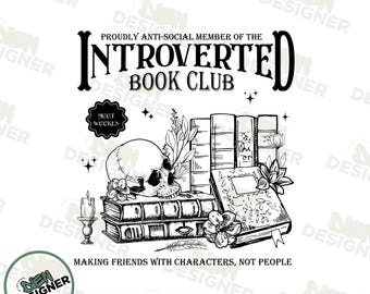 Club de lecture introverti PNG, lecteur romantique, art numérique amateur de livres, design livresque fille calme, amateur de livres antisocial, rat de bibliothèque vintage PNG