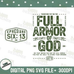 Armor of God PNG SVG, Christian Mens Bible Verse Design, Ephesians 6:13 Shirt PNG, Faith Based Jesus Sublimation, Religious Scripture Png
