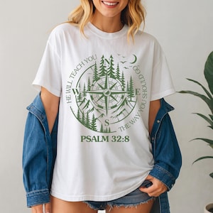 Dios guía a los cristianos PNG SVG, diseño de versículos bíblicos de moda para hombres, sublimación de la fe de Jesús, camiseta de grupo juvenil cristiano PNG, Dios guía PNG imagen 3